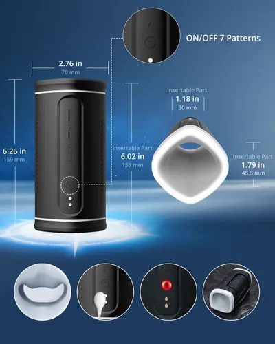 Vista 7 de LOVENSE Calor Masturbador masculino, copa de masturbador masculino automático con 7 empujes giratorios para estimulación del pene, juguete