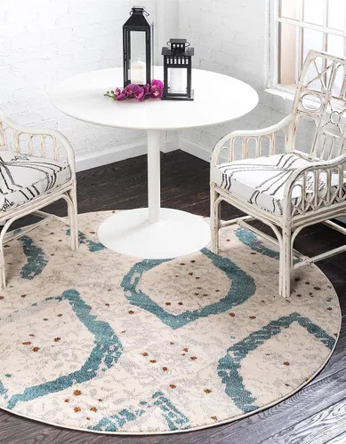 Vista 3 de Unique Loom Estrella Collection - Alfombra redonda abstracta moderna color crema (8' 0 x 8' 0)