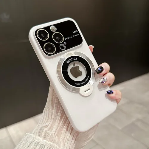 Vista 2 de Funda con soporte invisible para iPhone 14/13/12/Pro Max con soporte, compatible con Magsafe, protector magnético para lente de vidrio de ventana