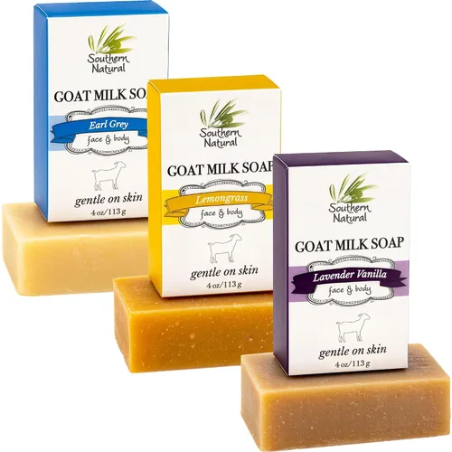 Vista 10 de Southern Natural Barra de jabón de leche de cabra de lodo y carbón del Mar Muerto, jabón facial y corporal para pieles sensibles con aceite esencial