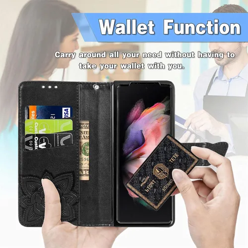 Vista 7 de Wallet Case for Samsung Galaxy Z Fold 5 Case Crystal Glitter Bling with Card Holder Stand Leather Flip Phone Case Diamond Butterfly Protective Case