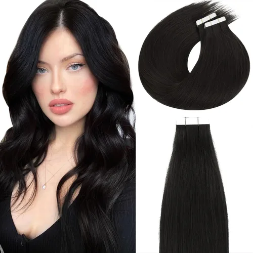 Vista 33 de Lacer Extensiones de cabello humano adhesivas de 12 pulgadas, cinta adhesiva de doble cara para extensiones de cabello de trama cutánea, 20