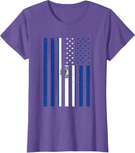 Vista 19 de El Salvador Shirt - El Salvador USA America Flag Men Women T-Shirt