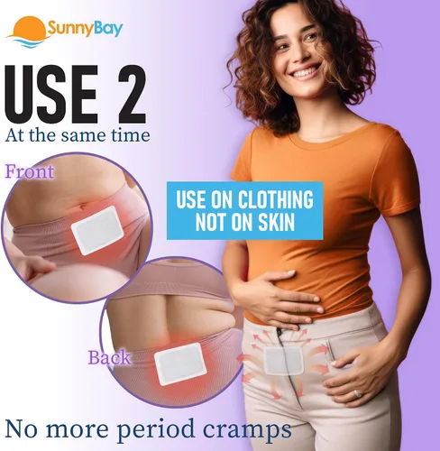 Vista 3 de Parche térmico SunnyBay para calambres menstruales, almohadillas de calor adhesivas activadas por aire para el período, calidez de 130 F hasta 8