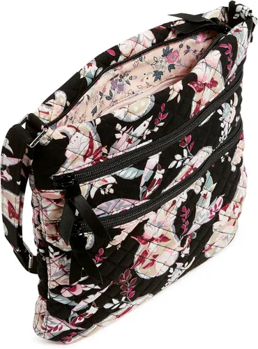 Vista 3 de Bolso cruzado hipster de algodón con triple cremallera para mujer
