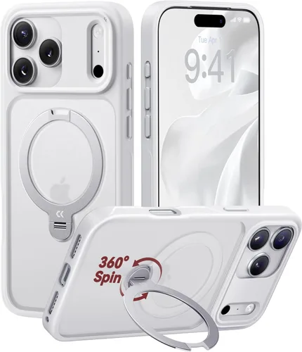 Vista 19 de CASEKOO Funda negra para iPhone 17 con soporte magnético giratorio de 360 grados