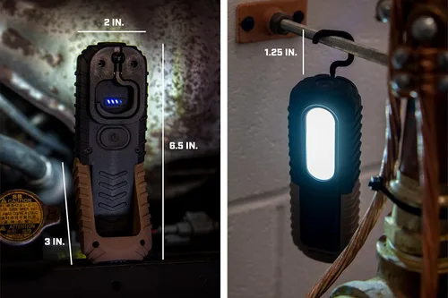 Vista 6 de Spec Ops Tools - Luz de trabajo LED recargable para construcción y uso en el lugar de trabajo, base impermeable y magnética con gancho y 3 modos