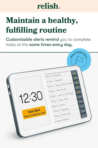 Vista 4 de Relish Day Hub - Reloj para demencia con gestor de tareas diarias, calendario digital de pantalla grande HD para personas mayores y personas