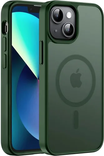 Vista 64 de Hualele - Funda magnética para iPhone 13 Pro, compatible con MagSafe, grado militar, a prueba de caídas, translúcida mate, parte trasera dura, borde