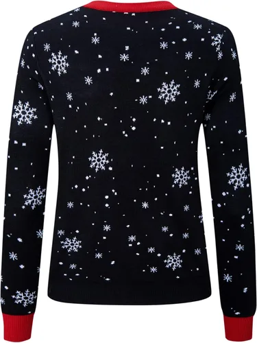 Vista 5 de RAISEVERN Suéter feo de Navidad para mujer, suéter de punto de manga larga, cuello redondo