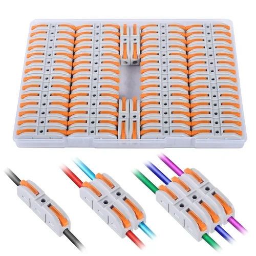 Vista 9 de Kit de conectores de palanca para cables eléctricos de conexión rápida, para terminales en línea compactos, 28-12 AWG, 1 entrada 1 salida (azul, 15)