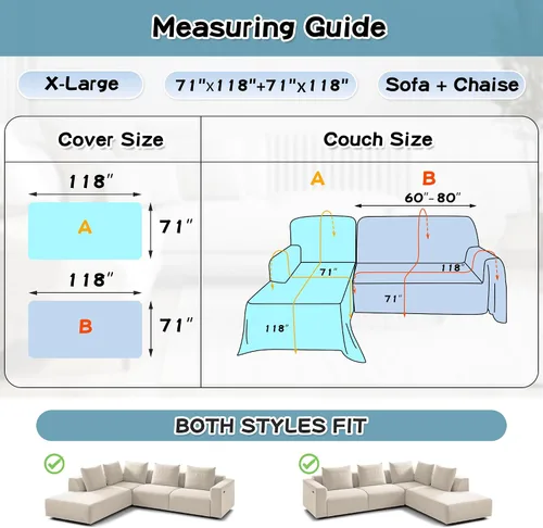 Vista 6 de MYSKY HOME Funda de Sofá Seccional para Perros, 2 Piezas Fundas de Sofá para Sofá en Forma de L, Funda de Sofá Lavable, Protector de Muebles Funda