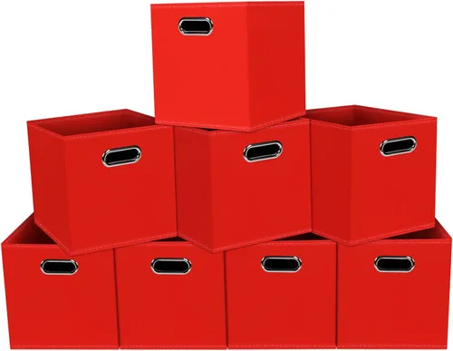 Vista 49 de Yunkeeeper - Contenedores de almacenamiento, cubos organizadores de tela con asa, cubos plegables para almacenamiento de tela o accesorios, 11 x 11