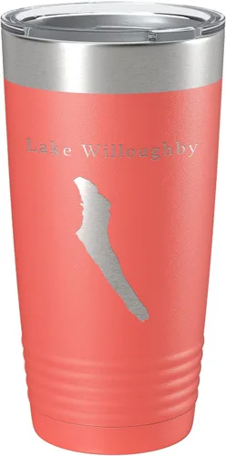 Vista 14 de Lake Willoughby Map Tumbler Travel Mug Insulated Laser Engraved Coffee Cup Vermont 20 oz Black
