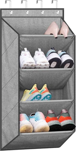 Vista 12 de SLEEPING LAMB Zapatero para puerta, organizador de zapatos para puerta de niños para colgar en el armario, almacenamiento estrecho para zapatos