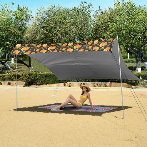 Vista 6 de Cute Nectarines Beach Tent & Canopy UPF50+ Easy Setup Large Portable Sun Shelter with Sandbags & Sand Shovel for Backyard and Camping