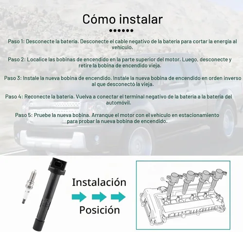 Vista 6 de 4PCS Paquete de bobinas de encendido Bujías (2.4L L4) para Honda Accord se