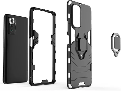 Vista 4 de Compatible con Xiaomi Mi Redmi Note 10 Pro, Redmi Note10 Pro Max, soporte de anillo de metal a prueba de golpes