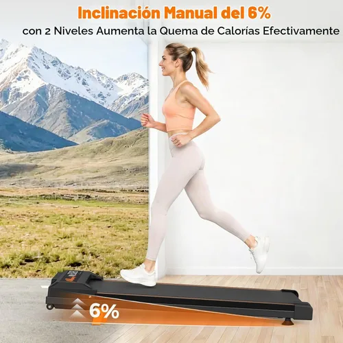 Vista 5 de Caminadora para el hogar y la oficina - Cinta de correr para debajo del escritorio con 6% de inclinación manual, control remoto, pantalla LED, motor
