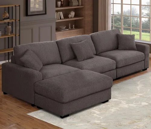 Vista 17 de Sofá modular Cloud de 212 pulgadas con tumbona grande, profundo y cómodo, sofás seccionales en forma de L de gran tamaño para sala de estar, Blanco