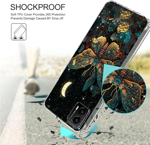Vista 3 de Funda transparente para Motorola Moto G Stylus 5G 2023 con patrón de polilla de mariposa para mujeres y hombres, doble capa híbrida de poliuretano