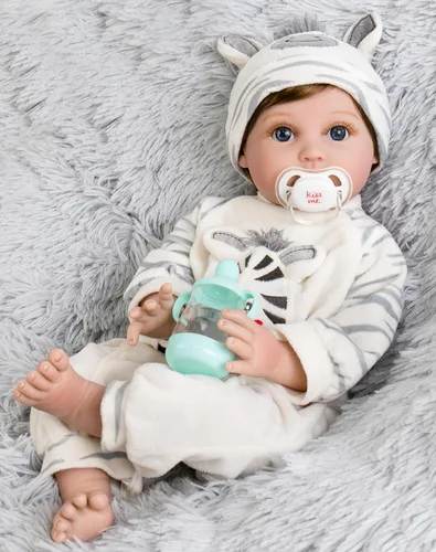 Vista 10 de Aori Muñeca Reborn Baby Boy – 22 pulgadas realista recién nacido – Muñecas de bebé con peso hechas a mano con cuerpo de tela suave para niños de más