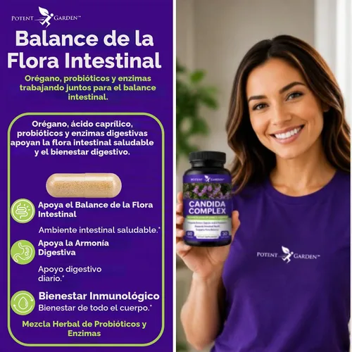 Vista 2 de Potent Garden Candida Complex - Mezcla de orégano y ácido caprílico, complejo de equilibrio de flora intestinal, salud intestinal y apoyo