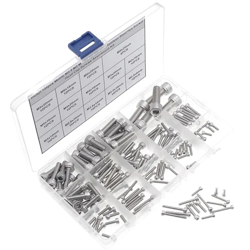 Vista 6 de Kit surtido de tornillos de cabeza hexagonal de acero inoxidable M2.5 M3 M4 M5 M6 M8 304 M2.5 M3 M4 M5 M6 M8 Allen Machine Bolts Set