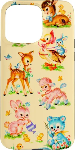 Vista 31 de Vintage Baby Animals Nursery 50's Retro Yellow Case for iPhone 17
