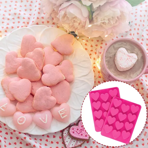 Vista 4 de 4 moldes de silicona en forma de corazón, molde de caramelo para el día de San Valentín, moldes de chocolate para San Valentín, corazón, chocolate