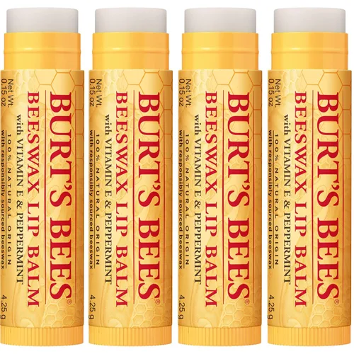 Vista 7 de Burt's Bees - Bálsamo labial hidratante 100% natural, de cera de abejas original con vitamina E y aceite de menta - 4 tubos