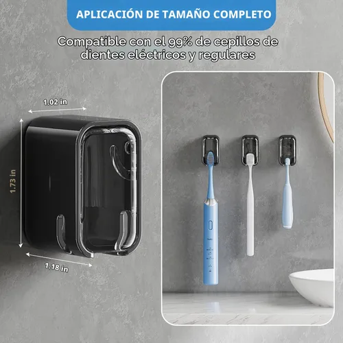 Vista 5 de MOPMS Soportes para cepillos de dientes de una sola ranura montados en la negro - 1pc