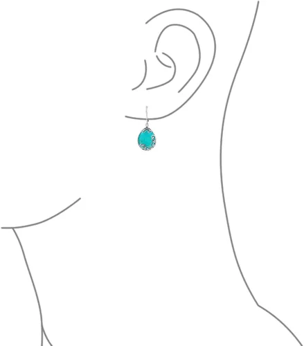 Vista 3 de Aretes colgantes de plata de ley 925 oxidados con diseño de filigrana y piedra natal del oeste de estilo bohemio con piedras natales semipreciosas