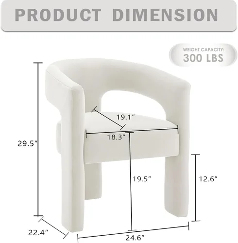 Vista 2 de Modernas sillas de comedor, silla de sherpa tapizada de terciopelo con respaldo, silla de tocador Boucle ensamblada cómoda para cocina, comedor