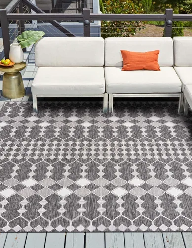 Vista 21 de Unique Loom Outdoor Trellis Collection - Alfombra de área - Traliccio (2 pies 2 pulgadas x 3 pies 1 pulgada, rectangular, carbón/marfil)