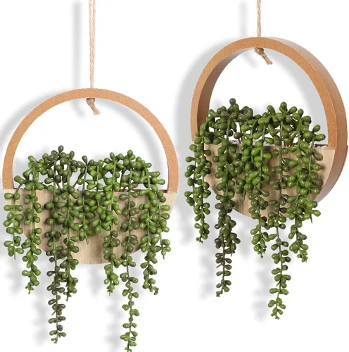 Vista 10 de Paquete de 2 plantas artificiales artificiales para colgar en la Negro