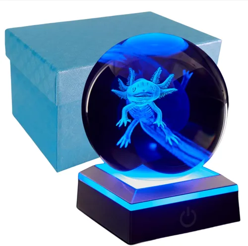 Vista 16 de Lámpara de noche de bola de cristal 3D con base LED - Lámpara de bola de cristal en forma de pez para cumpleaños, festividades, regalos de Navidad