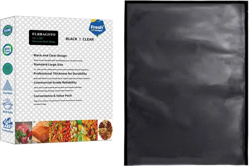 Vista 6 de Bolsas selladoras al vacío negras de 15 x 20 pulgadas, bolsas de sellado al vacío precortadas de 5.5 mil para almacenamiento de alimentos, al vacío