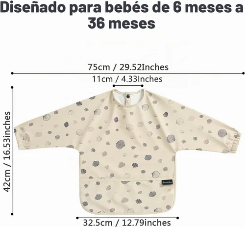 Vista 2 de Weaning Bib with Long Sleeves & BLW, Soft and Skin-Friendly