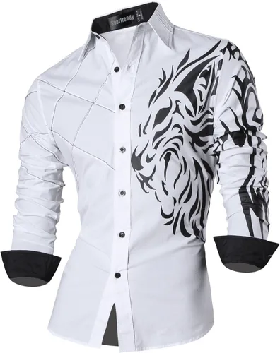 Vista 148 de JZS041, camisa de vestir de manga larga para hombre