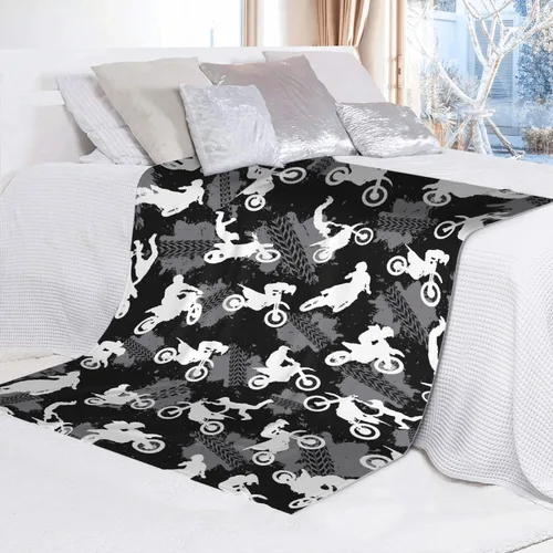 Vista 6 de Manta de forro polar suave para regalo de motocicletas de motocross, manta acogedora de franela, aire acondicionado, 50x40 pulgadas para niños
