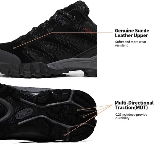 Vista 4 de MGGMOKAY Zapatos de senderismo para hombre, zapatos deportivos de piel de gamuza, impermeables, antideslizantes, para senderismo, escalada al aire