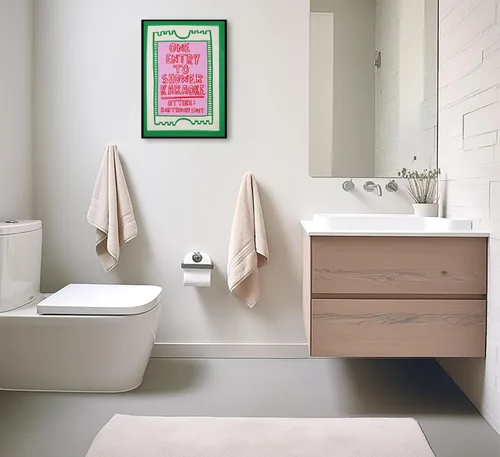 Vista 3 de Preppy - Póster de lienzo con diseño de estética divertida para baño, diseño de arte pop rosa, imágenes retro, impresiones de dibujos animados, una