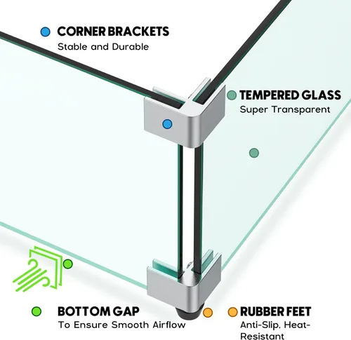 Vista 4 de Skyflame 16" Square Glass Wind Guard for Fire Pit