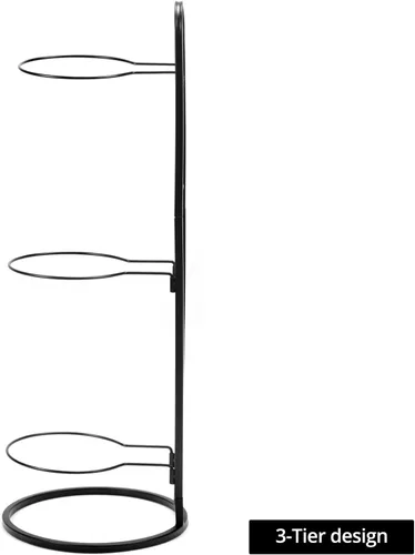 Vista 3 de QWORK Estante de almacenamiento para pelotas de baloncesto: diseño vertical de 3 niveles, montaje en pared o independiente, solución de ahorro