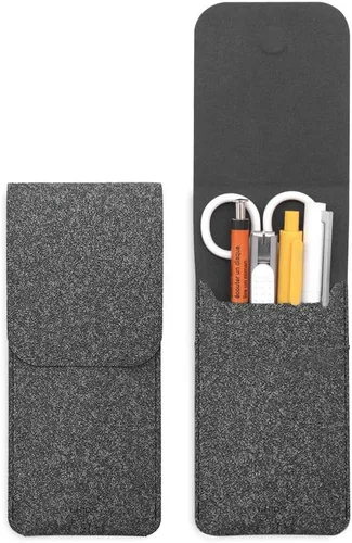 Vista 10 de LHiDS Estuche de cuero para lápices, bolsa para tres fuentes, bolígrafos y bolígrafos rollerball, estuche para lápices pequeño, organizador
