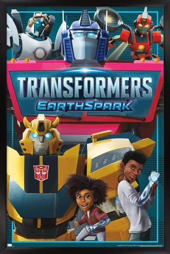 Vista 12 de Trends International Transformers: Earthspark - Póster de pared de grupo, 14.725 x 22.375 pulgadas, versión enmarcada de madera de granero