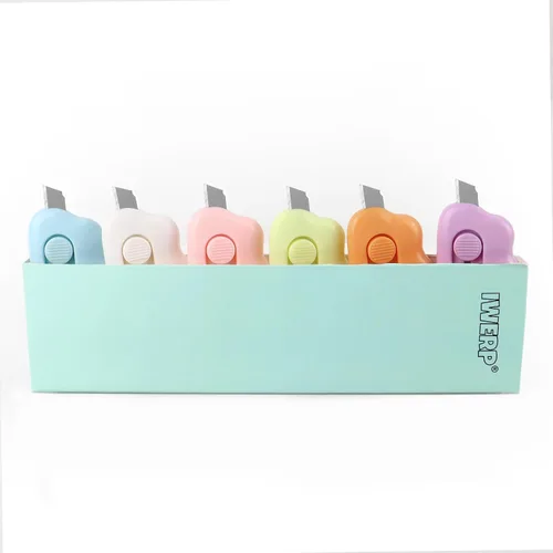 Vista 10 de Cortadores de cajas – Paquete de 3 abrecartas retráctiles, adorable cortador de papel pequeño de nube para llavero, bolsa de bolsillo, paquete