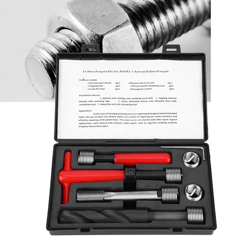 Vista 4 de Kit de reparación de roscas M16x1.0.197 in Kit de reparación de roscas de acero inoxidable Kit de inserción que incluye llave hexagonal herramienta