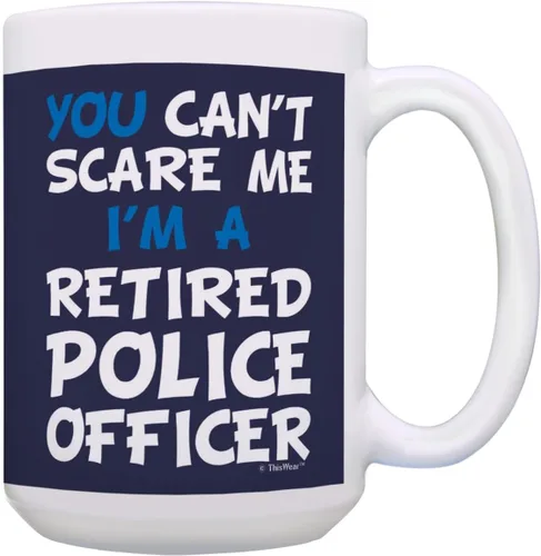 Vista 10 de ThisWear Regalo de jubilación Can't Scare Me I'm a Retired Police Officer Funny Cop Gift Taza de café de cerámica de 11 oz con asa